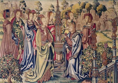 Bathsheba Receives Two Messengers from David at the Fountain by Flemish School